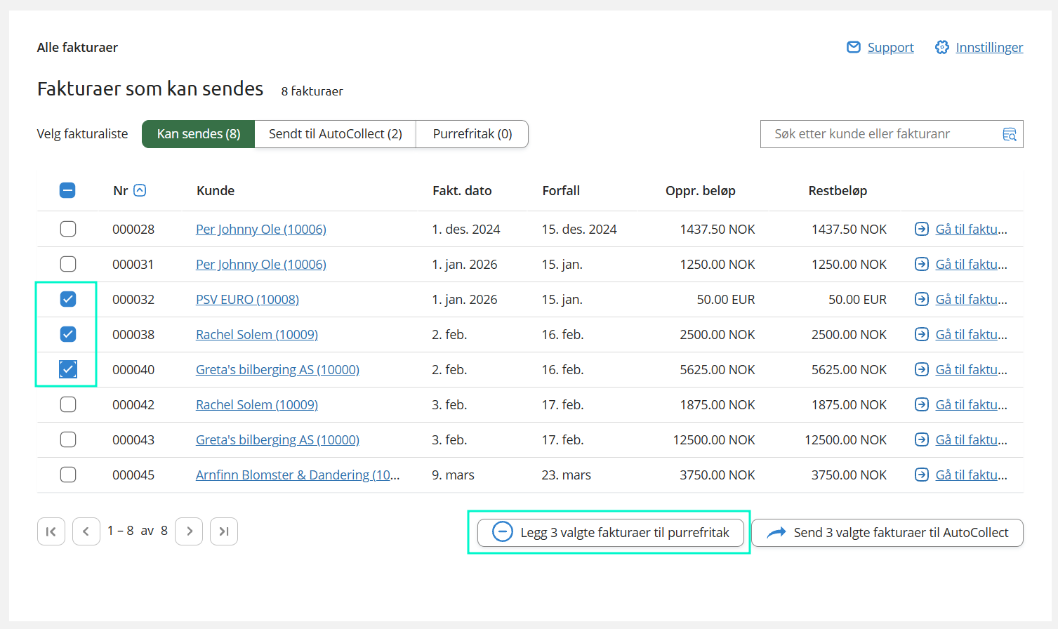 Dunning exemption invoice level