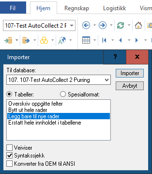 Import standardverdier