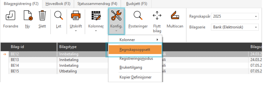 regnskapsoppsett